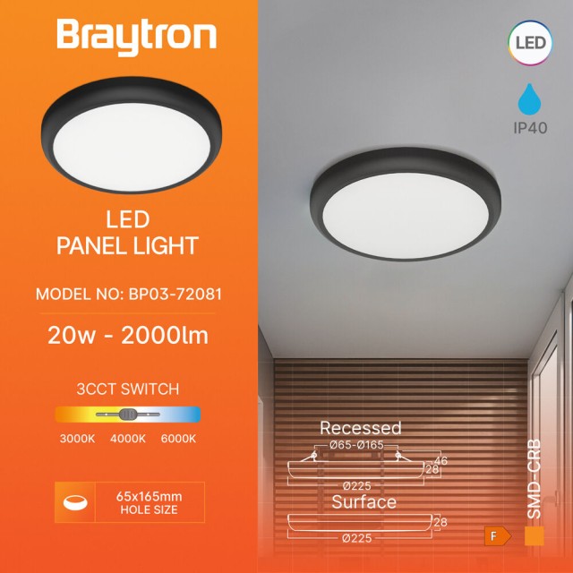 Πλαφονιέρα LED Στρογγυλή Μαύρη 20w 2000lm CCT (2 σε 1) Πλαφονιέρα LED Στρογγυλή Μαύρη 20w 2000lm CCT (2 σε 1)