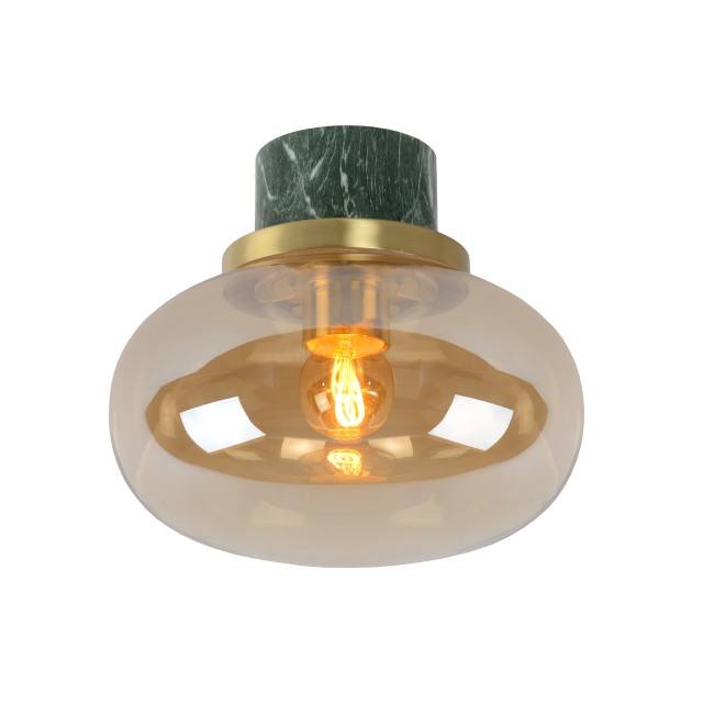 Lucide LORENA - Flush ceiling light Bathroom - Ø 23 cm - 1xE27 - IP44 - Amber