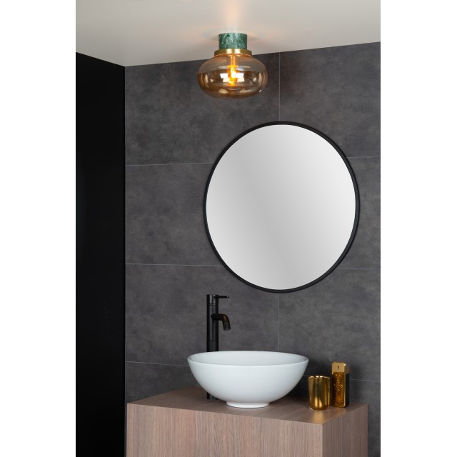 Lucide LORENA - Flush ceiling light Bathroom - Ø 23 cm - 1xE27 - IP44 - Amber