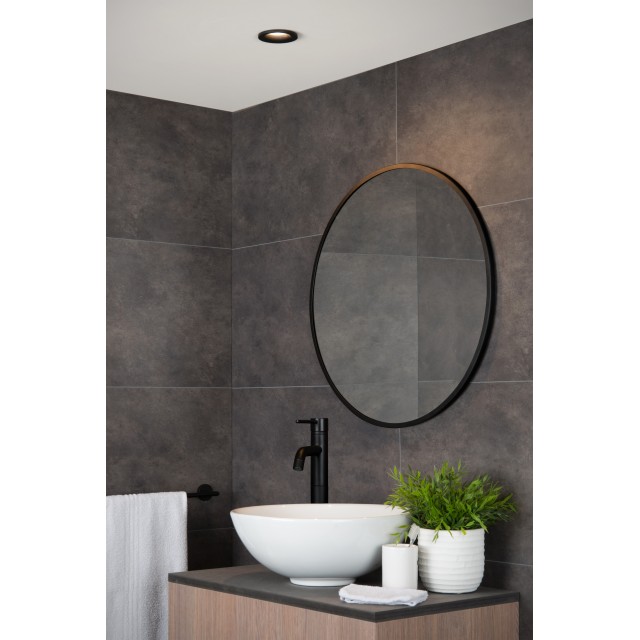Lucide ZIVA - Recessed spotlight Bathroom - Ø 8,4 cm - 1xGU10 - IP44 - Black