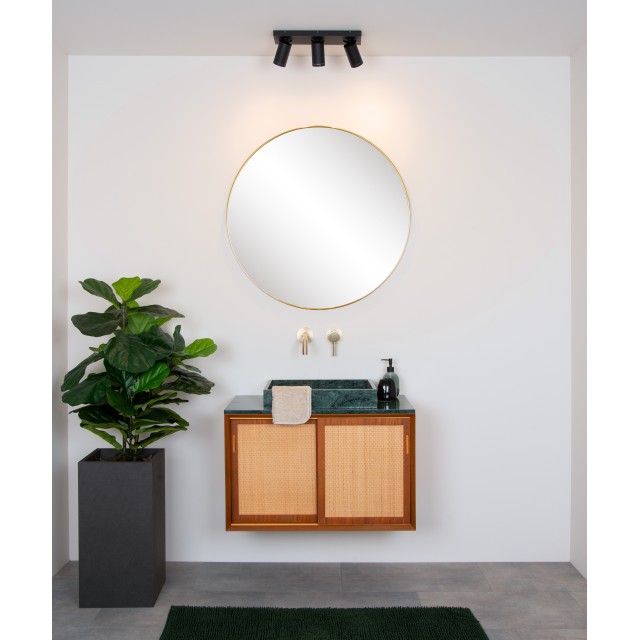 Lucide TAYLOR - Ceiling spotlight Bathroom - LED Dim to warm - GU10 - 3x5W 2200K/3000K - IP44 - Black
