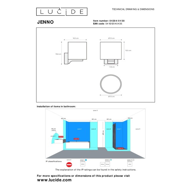 Lucide JENNO - Wall light Bathroom - 1xG9 - IP44 - Black