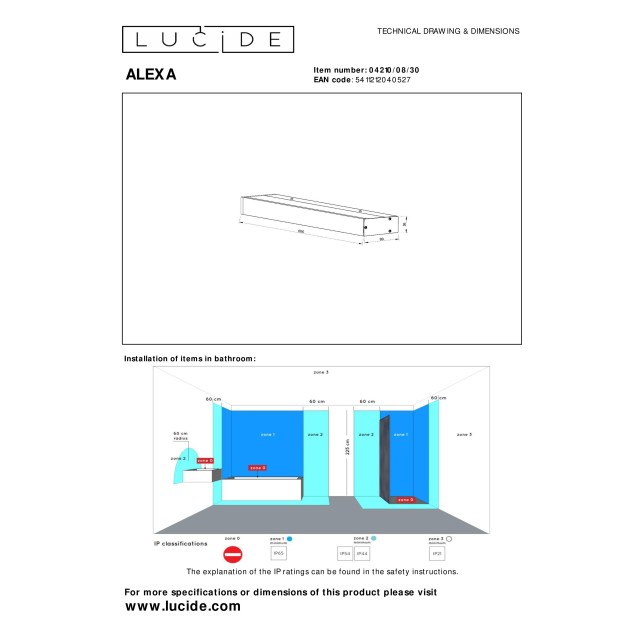 Lucide ALEXA - Wall light Bathroom - LED - 1x8W 3000K - IP44 - Black