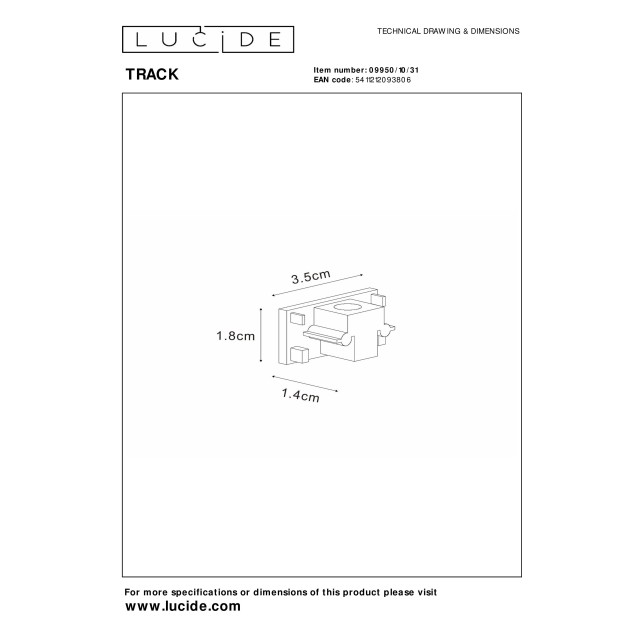Lucide TRACK End cap - 1-circuit Track lighting system - Set of 2 - White (Extension) Lucide TRACK End cap - 1-circuit Track lighting system - Set of 2 - White (Extension)