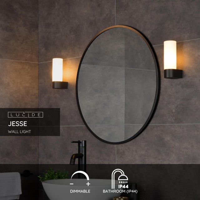 Lucide JESSE - Wall light Bathroom - 1xG9 - IP44 - Black