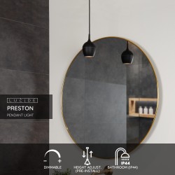 Lucide PRESTON - Pendant light Bathroom - Ø 10 cm - 1xGU10 - IP44 - Black