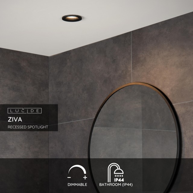 Lucide ZIVA - Recessed spotlight Bathroom - Ø 8,4 cm - 1xGU10 - IP44 - Black