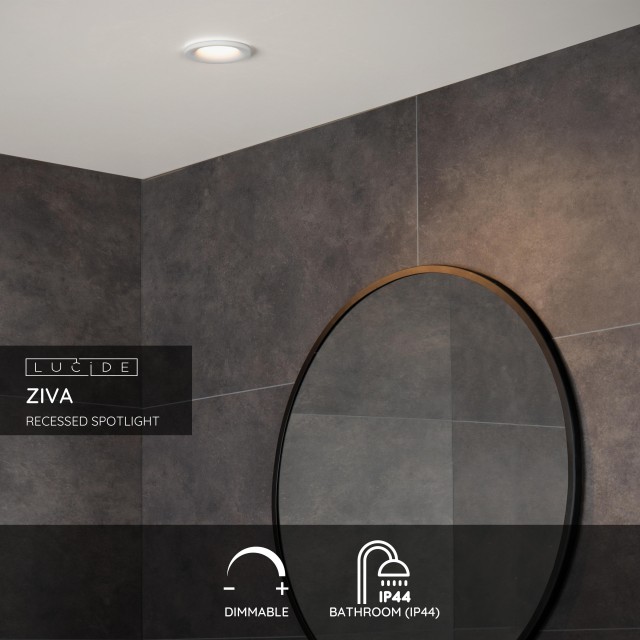Lucide ZIVA - Recessed spotlight Bathroom - Ø 8,5 cm - 1xGU10 - IP44 - White