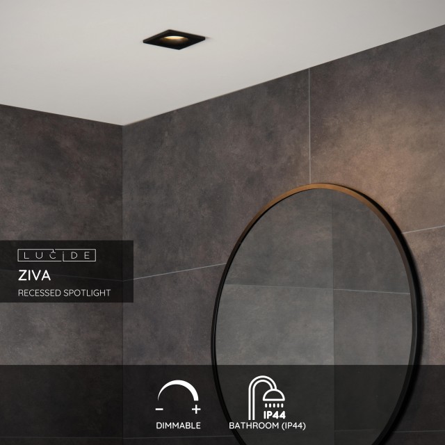 Lucide ZIVA - Recessed spotlight Bathroom - 1xGU10 - IP44 - Black