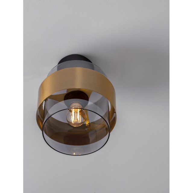 Smoky Glass Brass Gold Metal