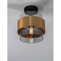 Smoky Glass Brass Gold Metal