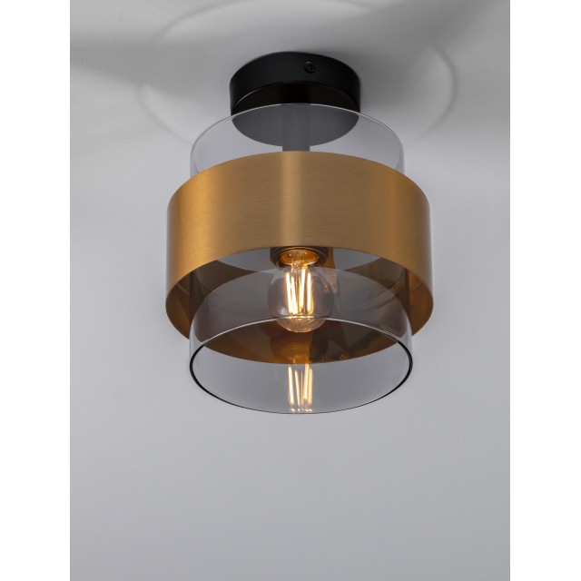 Smoky Glass Brass Gold Metal