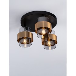 Smoky Glass Brass Gold Metal