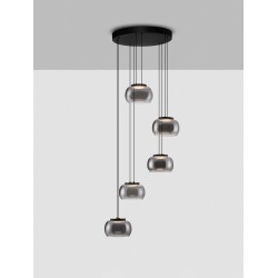Triac Dimmable Matt Black Metal & Smoky Gray Glass