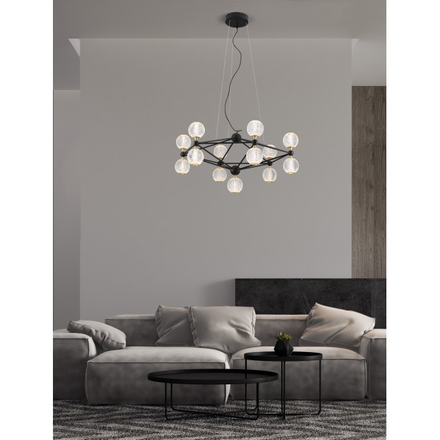 Black Aluminium & Acrylic LED 52 Watt 230V 2983.57Lm 3200K IP20 D: 89 H: 120 cm 9695400