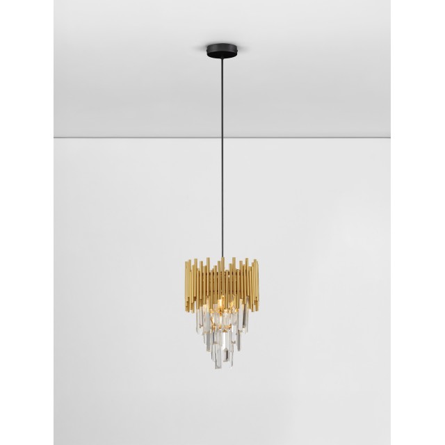 Gold Aluminium & K5 Crystal Sandy Black Steel Base