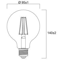 Λάμπα LED Γλόμπος 4W 840lm E27 230V 2700K filament G95 A Class  Λάμπα LED Γλόμπος 4W 840lm E27 230V 2700K filament G95 A Class
