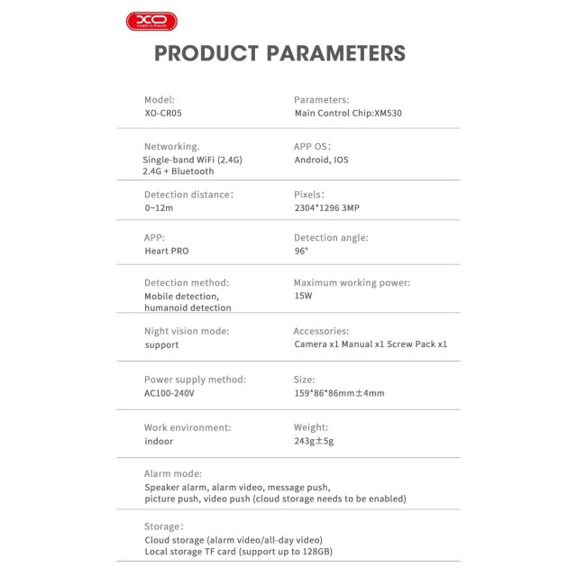Smart Pixel Κάμερα Magic Bulb 300W XO CR05