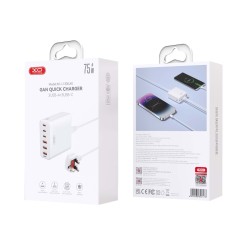 Φoρτιστής XO L133 GaN με 3 Θύρες USB-A και 3 Θύρες USB-C 75W σε Λευκό χρώμα 