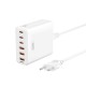 Φoρτιστής XO L133 GaN με 3 Θύρες USB-A και 3 Θύρες USB-C 75W σε Λευκό χρώμα 