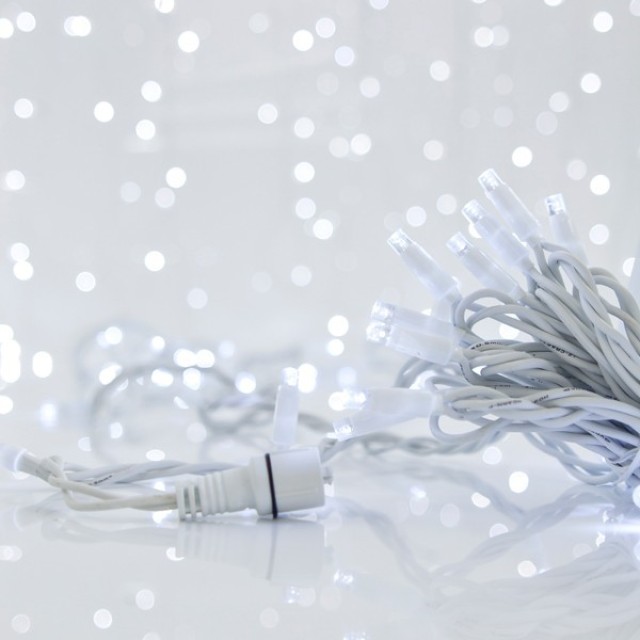 ΣΕΙΡΑ, 100 LED 5mm ΜΕ ΚΑΛΥΜΜΑ, 230V, 2 ΕΠΕΚΤΑΣΕΙΣ ΕΩΣ 9 ΣΕΤ, ΛΕΥΚΟ ΚΑΟΥΤΣΟΥΚ ΚΑΛΩΔΙΟ, ΛΕΥΚΟ LED ΑΝΑ 10cm, ΙΡ65 (ΧΩΡΙΣ ΠΡΟΕΚΤΑΣΗ ΠΑΡΟΧΗΣ)