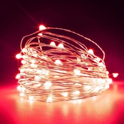 ΣΕΙΡΑ, 100 MINI LED, ΜΕΤΑΣΧΗΜΑΤΙΣΤΗ, ΣΤΑΘΕΡΟ, ΑΣΗΜΙ ΧΑΛΚΙΝΟ ΚΑΛΩΔΙΟ, ΚΟΚΚΙΝΟ LED ΑΝΑ 10cm, ΠΡΟΕΚΤΑΣΗ ΠΑΡΟΧΗΣ 5m, ΙΡ44