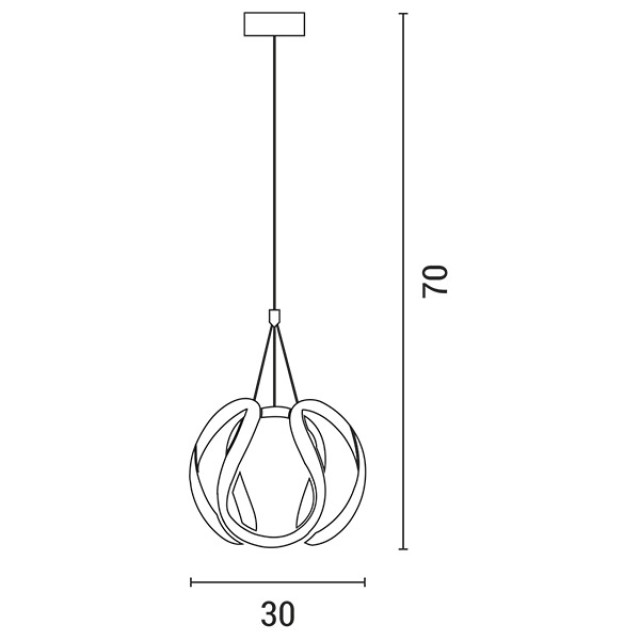 ARTE ILLUMINA SATURN ΦΩΤΙΣΤΙΚΟ ΚΡΕΜΑΣΤΟ LED 30W 300X300X300 4000Κ ΝΙΚΕΛ