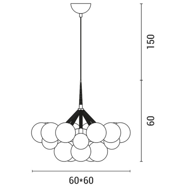 ARTE ILLUMINA ΦΩΤΙΣΤΙΚΟ ΚΡΕΜΑΣΤΟ 6XE27 Φ70X60 ΜΑΥΡΟ