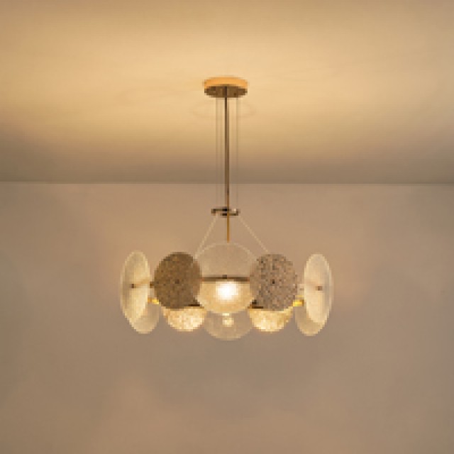 ΦΩΤΙΣΤΙΚΟ KΡΕΜΑΣΤΟ 6XE14 MAX 8W Φ560H670mm ΧΡΥΣΟ ARTE ILLUMINA GLOW