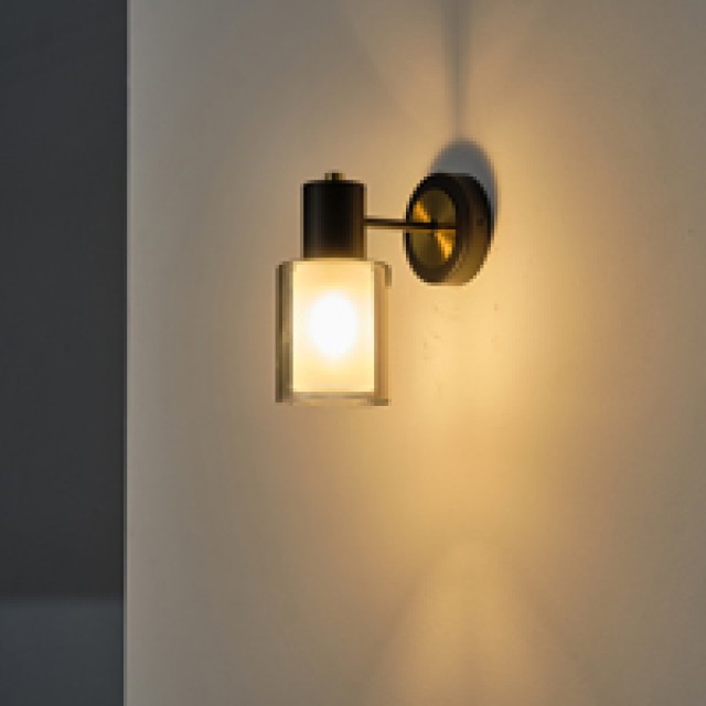 ΑΠΛΙΚΑ ΤΟΙΧΟΥ ΜΕΤΑΛΛΟ-ΓΥΑΛΙ 1XE14 MAX 8W 180Χ100Χ210mm ΜΑΥΡΟ ΧΑΛΚΙΝΟ ARTE ILLUMINA SILENCE