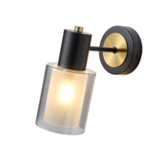 ΑΠΛΙΚΑ ΤΟΙΧΟΥ ΜΕΤΑΛΛΟ-ΓΥΑΛΙ 1XE14 MAX 8W 180Χ100Χ210mm ΜΑΥΡΟ ΧΑΛΚΙΝΟ ARTE ILLUMINA SILENCE