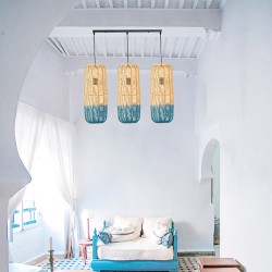 ΦΩΤΙΣΤΙΚΟ ΚΡΕΜΑΣΤΟ 3ΦΩΤΟ Ε27 L1000XH1200 RATTAN ΛΕΥΚΟ ΓΑΛΑΖΙΟ ARTE ILLUMINA KAI