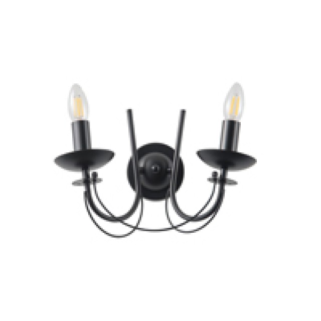 ΑΠΛΙΚΑ TOIXOY ΜΕΤΑΛΛΙΚΗ ΔΙΑΦΑΝΕΣ ΓΥΑΛΙ 2XE27 Max 15w  320X300mm ΜΑΥΡO ARTE ILLUMINA KRISTALLO
