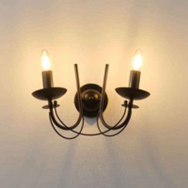 ΑΠΛΙΚΑ TOIXOY ΜΕΤΑΛΛΙΚΗ ΔΙΑΦΑΝΕΣ ΓΥΑΛΙ 2XE27 Max 15w  320X300mm ΜΑΥΡO ARTE ILLUMINA KRISTALLO