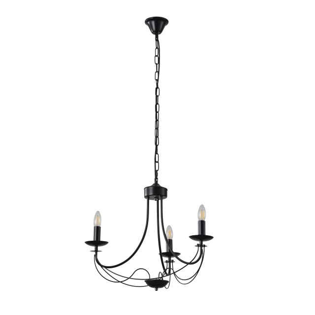 ΦΩΤΙΣΤΙΚΟ ΚΡΕΜΑΣΤΟ ΜΕΤΑΛΛΟ 3ΦΩΤΟ 3XE27 Max 15w  470X600mm ΜΑΥΡΟ ΔΙΑΦΑΝΕΣ ΓΥΑΛΙ ARTE ILLUMINA KRISTALLO