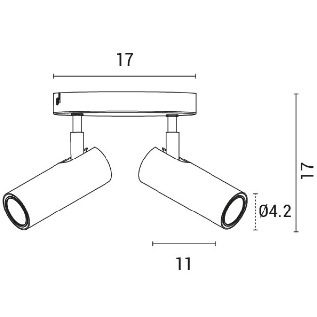 ΣΠΟΤ ΟΡΟΦΗΣ ΡΟΖΕΤΑ ΔΙΠΛΗ GU10 SLIM ΜΑΥΡΗ ARTE ILLUMINA