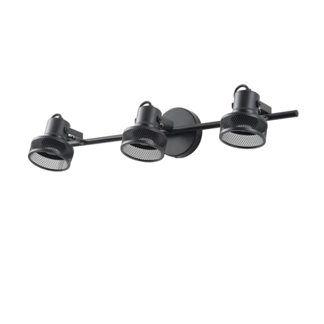 ΣΠΟΤ ΟΡΟΦΗΣ ΤΡΙΠΛΟ ΜΕ ΔΙΧΤΥ E27 Max 15w 640X100X300mm ΜΑΥΡΟ ARTE ILLUMINA SOLUN
