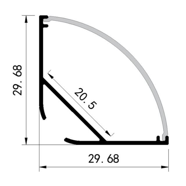 ΠΡΟΦΙΛ ΔΙΠΛΟ ΓΩΝΙΑ 2000*29,68*29,68 90° PLUS