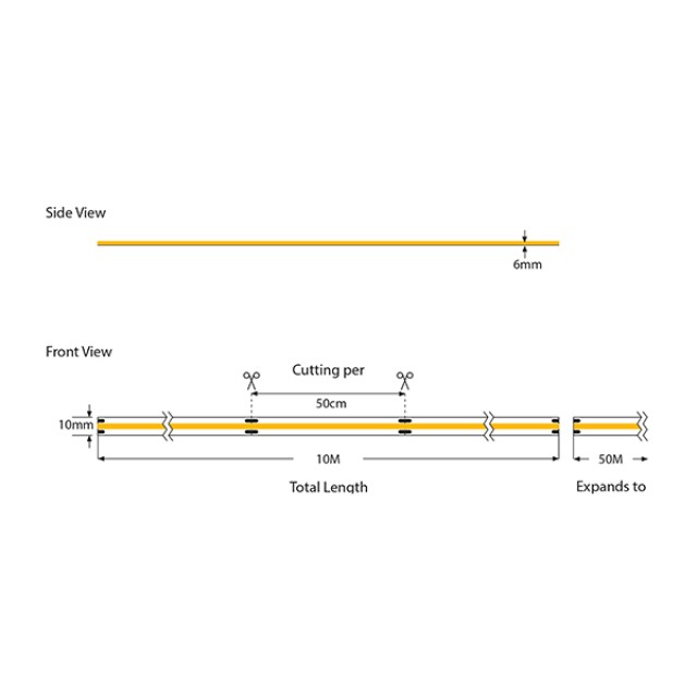 ΤΑΙΝΙΑ LED COB 10M 8W 220V 6500K 360L/M IP65 PRO