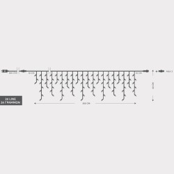 ΒΡΟΧΗ, 144 LED 3mm, 36V ΜΕΤΑΣΧΗΜΑΤΙΣΤΗ, 8 ΠΡΟΓΡΑΜΜΑΤΑ & ΜΝΗΜΗ, 4 ΕΠΕΚΤΑΣΕΙΣ ΕΩΣ 3 ΣΕΤ, ΔΙΑΦΑΝΟ PVC ΚΑΛΩΔΙΟ, ΘΕΡΜΟ ΛΕΥΚΟ LED (H60 x W300cm, 5/7/5/7), ΠΡΟΕΚΤΑΣΗ ΠΑΡΟΧΗΣ 3m, ΙΡ44