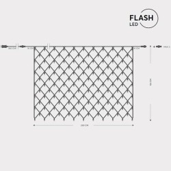 ΔΙΧΤΥ, 240 LED 3mm, 36V ΜΕΤΑΣΧΗΜΑΤΙΣΤΗ, 4 ΕΠΕΚΤΑΣΕΙΣ ΕΩΣ 3 ΣΕΤ, ΠΡΑΣΙΝΟ PVC ΚΑΛΩΔΙΟ, 216 ΘΕΡΜΟ ΛΕΥΚΟ + 24 ΛΕΥΚΑ FLASH LED (H150 x W200cm), ΠΡΟΕΚΤΑΣΗ ΠΑΡΟΧΗΣ 3m, ΙΡ44