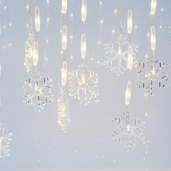 ΒΡΟΧΗ, 56 LED 5mm, 14 ΧΙΟΝΟΝΙΦΑΔΕΣ 11cm, 3.4V ΜΕΤΑΣΧΗΜΑΤΙΣΤΗ, ΔΙΑΦΑΝΟ PVC ΚΑΛΩΔΙΟ, ΘΕΡΜΟ ΛΕΥΚΟ LED (H80 x W300cm, 6/7/5), ΠΡΟΕΚΤΑΣΗ ΠΑΡΟΧΗΣ 3m, IP44
