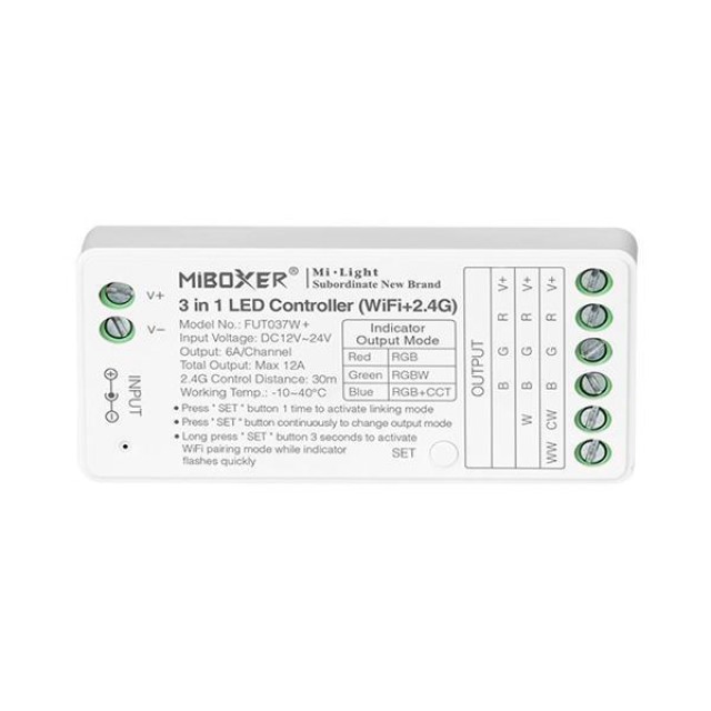 ΑΣΥΡΜΑΤΟ RF Wifi CONTROLLER RGB-RGBW 6A DC 12V/120W 24V/240W
