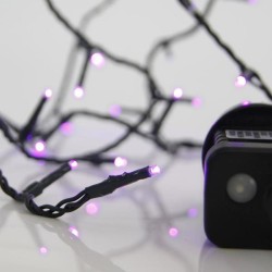 ΣΕΙΡΑ, 100 LED 3mm, 31V ΜΕΤΑΣΧΗΜΑΤΙΣΤΗ, 8 ΠΡΟΓΡΑΜΜΑΤΑ & ΜΝΗΜΗ, ΠΡΑΣΙΝΟ PVC ΚΑΛΩΔΙΟ, ΜΩΒ LED ΑΝΑ 5cm, ΠΡΟΕΚΤΑΣΗ ΠΑΡΟΧΗΣ 3m, ΙΡ44
