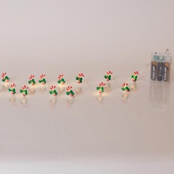 ΣΕΙΡΑ, 20 MINI LED, ΖΑΧΑΡΩΤΟ ΜΕ ΠΡΑΣΙΝΟ ΦΙΟΓΚΟ, ΜΠΑΤΑΡΙΑΣ 3xAA, ΧΡΟΝΟΔΙΑΚΟΠΤΗ, ΑΣΗΜΙ ΧΑΛΚΙΝΟ ΚΑΛΩΔΙΟ, ΘΕΡΜΟ ΛΕΥΚΟ LED ΑΝΑ 10cm, ΠΡΟΕΚΤΑΣΗ ΠΑΡΟΧΗΣ 30cm, IP20