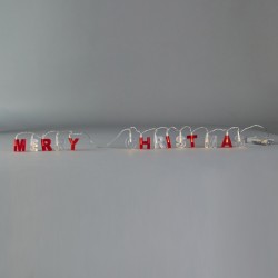 ΣΕΙΡΑ, 14 LED 5mm, 'MERRY CHRISTMAS' ΜΕ ΚΟΚΚΙΝΑ & ΑΣΠΡΑ ΓΡΑΜΜΑΤΑ, ΜΠΑΤΑΡΙΑΣ 2xAA, TIMER,  ΔΙΑΦΑΝΟ PVC ΚΑΛΩΔΙΟ, ΘΕΡΜΟ ΛΕΥΚΟ LED ΑΝΑ 8cm, ΠΡΟΕΚΤΑΣΗ ΠΑΡΟΧΗΣ 30cm, IP20