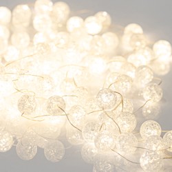 ΣΕΙΡΑ, 100 MINI LED, ΑΚΡΥΛΙΚΕΣ ΜΠΑΛΙΤΣΕΣ 2cm, 4.5V ΜΕΤΑΣΧΗΜΑΤΙΣΤΗ, ΑΣΗΜΙ ΧΑΛΚΙΝΟ ΚΑΛΩΔΙΟ, ΘΕΡΜΟ ΛΕΥΚΟ LED ΑΝΑ 5cm, ΠΡΟΕΚΤΑΣΗ ΠΑΡΟΧΗΣ 3m, IP44