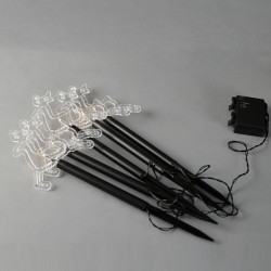 ΣΕΙΡΑ, 5 LED 3mm, 5 ΤΑΡΑΝΔΟΙ ΜΕ ΡΑΒΔΙ ΓΙΑ ΕΔΑΦΟΣ 37cm, ΗΛΙΑΚΟ ΣΥΛΛΕΚΤΗ ΜΕ ΑΙΣΘΗΤΗΡΑ, ΜΑΥΡΟ ΚΑΛΩΔΙΟ, ΘΕΡΜΟ ΛΕΥΚΟ LED ΑΝΑ 35cm, ΠΡΟΕΚΤΑΣΗ ΠΑΡΟΧΗΣ 200cm, IP44