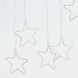ΚΟΥΡΤΙΝΑ, 184 MINI LED, 8 ΜΕΤΑΛΛΙΚΑ ΑΣΤΕΡΙΑ 12cm, ΧΡΟΝΟΔΙΑΚΟΠΤΗ, ΔΙΑΦΑΝΟ PVC ΚΑΛΩΔΙΟ, DAYLIGHT LED (H155 x W175cm), ΠΡΟΕΚΤΑΣΗ ΠΑΡΟΧΗΣ 50cm, IP44