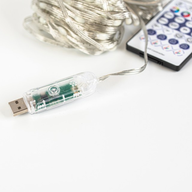 ΣΕΙΡΑ, 100 SMART MINI LED, USB, ΔΙΑΧΕΙΡΙΣΗ ΠΡΟΓΡΑΜΜΑΤΟΣ ΜΕ ΕΦΑΡΜΟΓΗ, ΜΕ ΤΗΛΕΧΕΙΡΙΣΤΗΡΙΟ, ΔΙΑΦΑΝΟ ΚΑΛΩΔΙΟ ΠΛΑΚΕ, RGB LED, ΠΡΟΕΚΤΑΣΗ ΠΑΡΟΧΗΣ 2m, ΑΝΑ 10cm, IP20